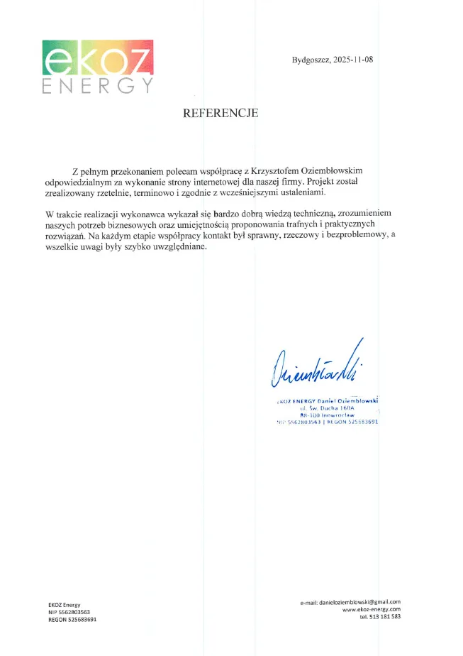 Oficjalna rekomendacja od Ekozenergy.pl